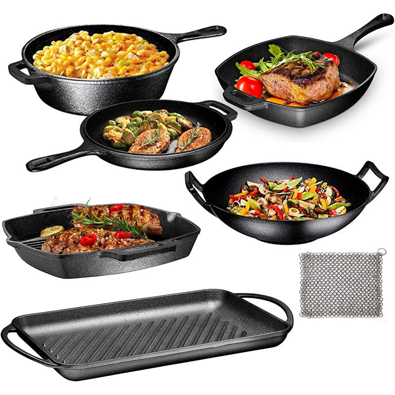 Bruntmor 7 Pieces Cast Iron Non Stick Cookware Set & Reviews Wayfair